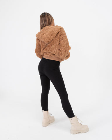 Felpa giacca camel donna con cappuccio made in Italy