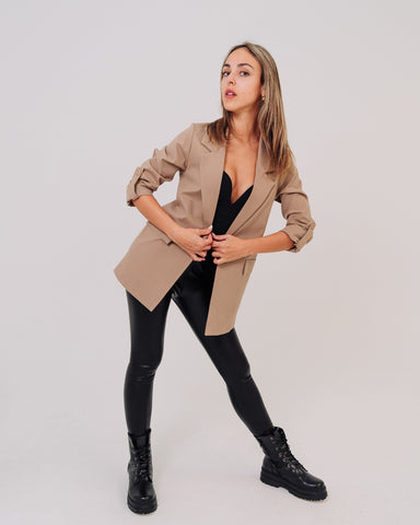 Giacca blazer donna beige made in Italy