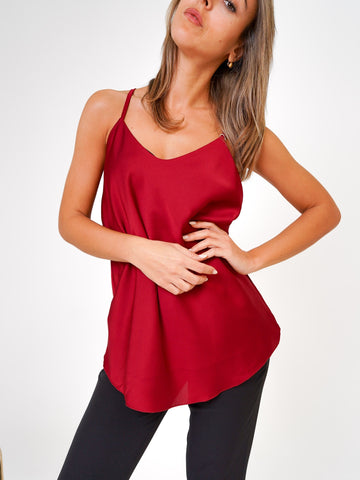 Maglia canotta donna rosso acceso made in Italy