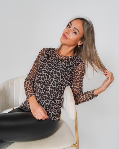 Maglia donna leopardata manica lunga made in Italy