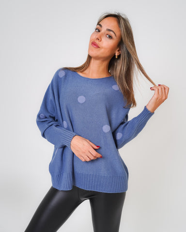 Maglione a pois donna blu