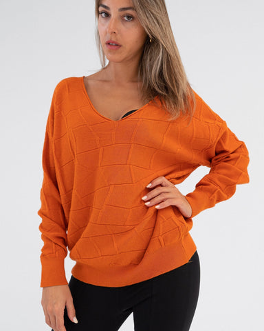 Maglione donna arancione made in Italy