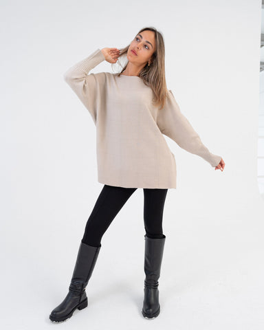 Maglione donna beige made in Italy