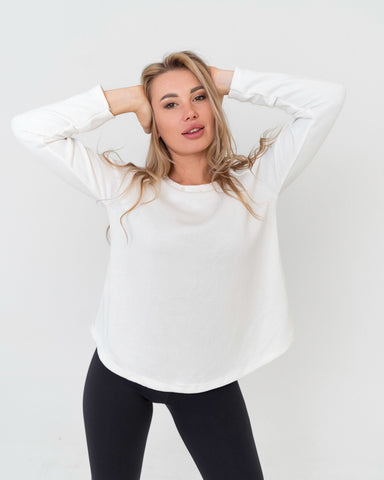 Maglione donna bianco collo perlato made in Italy