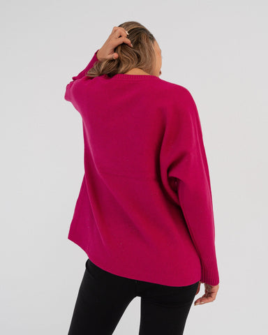 Maglione donna fuxia made in Italy