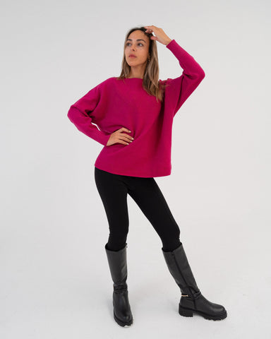 Maglione donna fuxia made in Italy