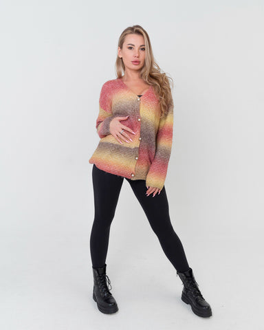 Maglione donna multicolor con bottoni