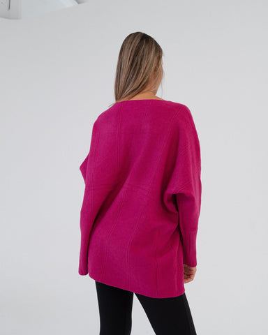 Maglione donna rosa acceso made in Italy