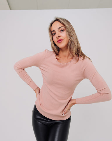 Maglione donna rosa chiaro made in Italy